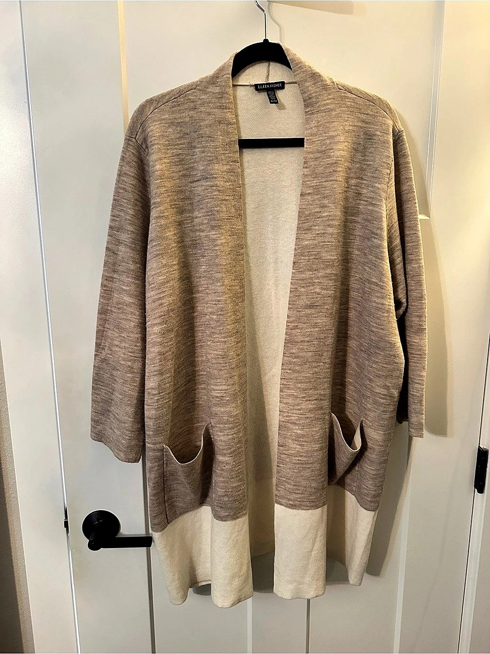 Eileen Fisher Open Front Cardigan Beige XL